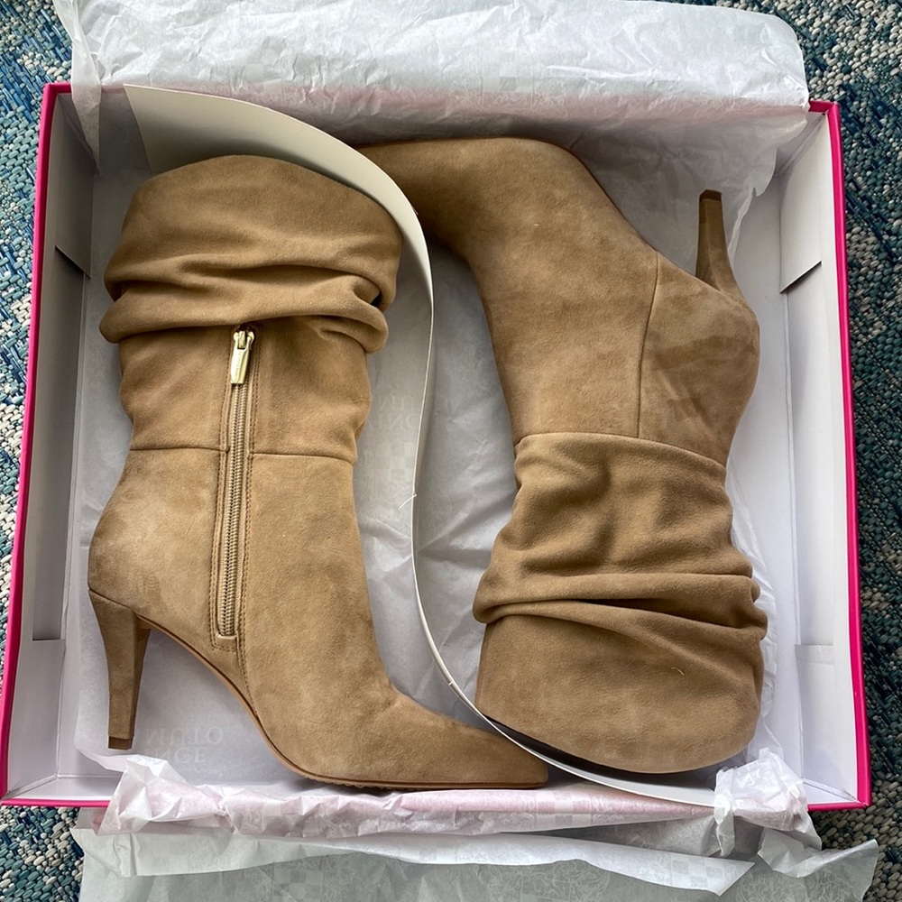 Tan Suede Vince Camuto Sonbela Ruched Boots